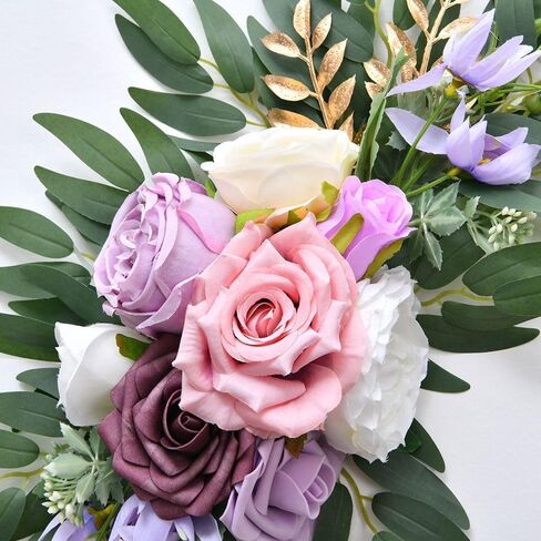 Floral Swags for Wedding Ceremony Sign, Rose Decorative Wedding Arch Flowers, 2Pcs Artificial Greenery Eucalyptus Leaves Flower for Door Window Home Decoration in Saudi Arabia