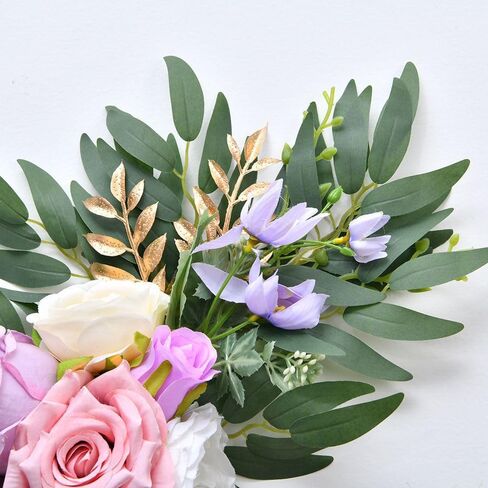 Floral Swags for Wedding Ceremony Sign, Rose Decorative Wedding Arch Flowers, 2Pcs Artificial Greenery Eucalyptus Leaves Flower for Door Window Home Decoration in Saudi Arabia
