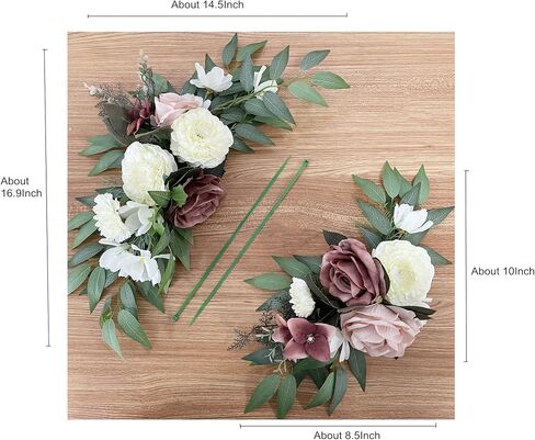 Floral Swags for Wedding Ceremony Sign, Rose Decorative Wedding Arch Flowers, 2Pcs Artificial Greenery Eucalyptus Leaves Flower for Door Window Home Decoration in Saudi Arabia