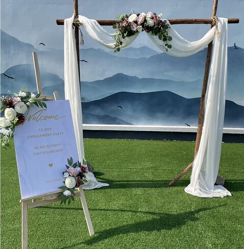 Floral Swags for Wedding Ceremony Sign, Rose Decorative Wedding Arch Flowers, 2Pcs Artificial Greenery Eucalyptus Leaves Flower for Door Window Home Decoration in Saudi Arabia
