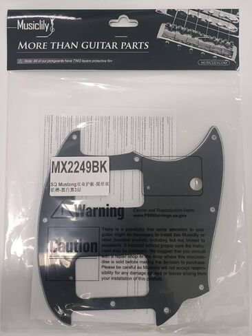 Musiclily Pro 9 Holes Round Corner HH Guitar Pickguard 2 Humbuckers for Squier Bullet Series Mustang Electric Guitar, 3Ply Aged White in Kuwait