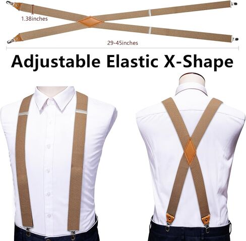 Barry.Wang 4 قطعة حمالة للرجل X-Back شارات مرنة 1.4 بوصة 4 نقاط مشابك شديدة التحمل مجموعات ربطات عنق لحفلات الزفاف in Saudi Arabia