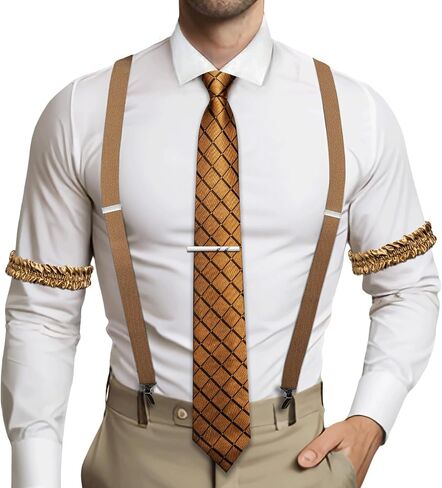 Barry.Wang 4 قطعة حمالة للرجل X-Back شارات مرنة 1.4 بوصة 4 نقاط مشابك شديدة التحمل مجموعات ربطات عنق لحفلات الزفاف in Saudi Arabia