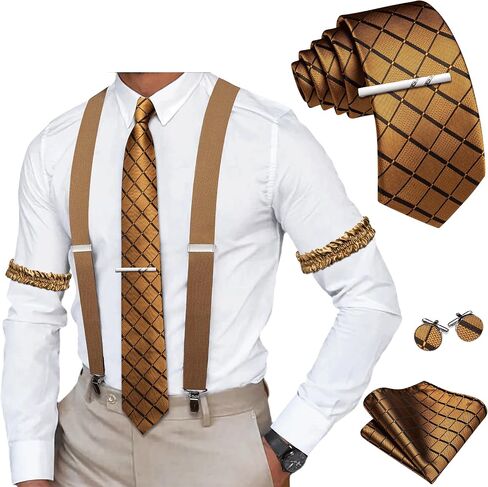 Barry.Wang 4 قطعة حمالة للرجل X-Back شارات مرنة 1.4 بوصة 4 نقاط مشابك شديدة التحمل مجموعات ربطات عنق لحفلات الزفاف in Saudi Arabia