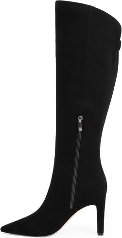 Knee High Boots Women Pointed Toe Stiletto Heel Tall Boots Side Zipper V-Cut Heeled Boots for Women in Kuwait