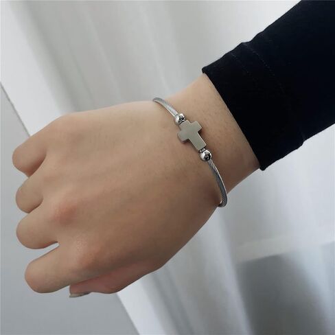 Cable Wire Cuff Bracelet for Women, Couples Bracelets Retro Black Cross Bracelet for Men Gold Bangles Bracelets 18K Gold Plated Cuff Bracelets for Girls Twisted Line Wristband Jewelry Gifts in Saudi Arabia