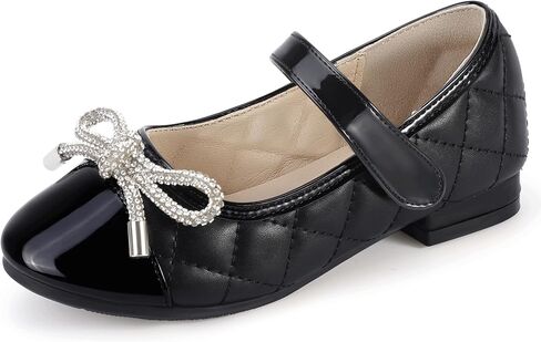 Hehainom Girls Dress Shoes Flower Girl Wedding Party School Little Big Kids Rhinestone Bow Ballet Flats Shoes in Saudi Arabia