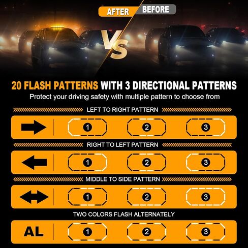 ASPL 16.5 Inch Roof Top Beacon Emergency Strobe Light 56 LED Magnetic Warning Caution lights bar Traffic Hazard Plow Light for Trucks Vehicles Construction Snowplow (Amber) in Saudi Arabia