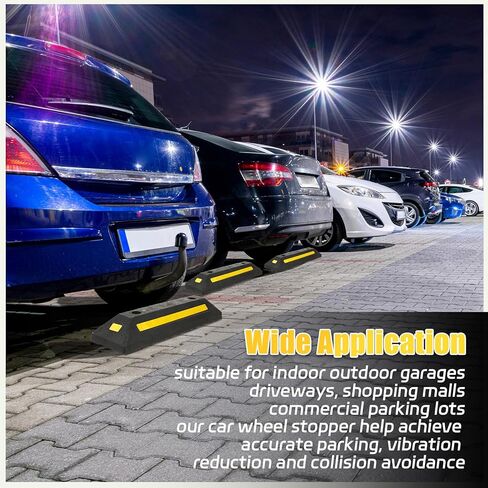 8 Pack Parking Stoppers Garage Car Parking Block Heavy Duty Rubber Tire Curb Bumper Vehicle Wheel Stopping with Yellow Reflective Stripes 16 Expansion Screw Bolts for Car Garage Guide Stop Aid in Saudi Arabia