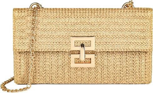 Straw Chain Clutch Purses for Women Ladies Woven Envelope Handbag Shoulder Crossbody Beach Bag in Saudi Arabia