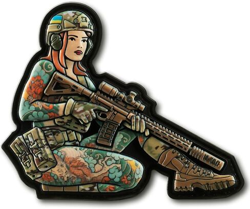 M-Tac Morale Patch التكتيكية Girl - رقعة عسكرية تكتيكية من مادة PVC مع دعامة تثبيت بخطاف - رقع ذات مظهر حقيقي للسترات وحقائب الظهر والقبعات (رقم 10 وشم PVC) in Kuwait