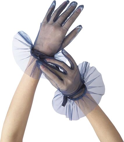 Women's Ruffles Tea Party Mesh Tulle Gloves Christmas Evening Short Gloves Wedding Party Accessory in Saudi Arabia