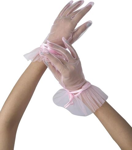 Women's Ruffles Tea Party Mesh Tulle Gloves Christmas Evening Short Gloves Wedding Party Accessory in Saudi Arabia