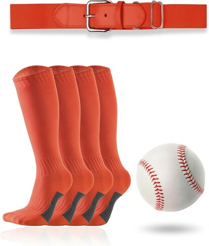 Toddler/Youth Softball Socks, Belt and Baseball Combo Set (2 Pairs of Socks, 1 Belt and 1 Baseball) for Boys Girls in Saudi Arabia