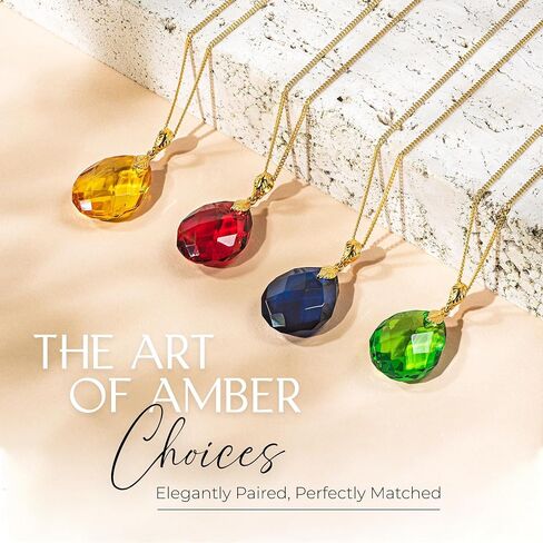 Red Amber Pendant Necklace for Women, Gold Plated Sterling Silver 925 Chain, Polished Gemstone Pendant, Dainty Womens Jewelry in Saudi Arabia