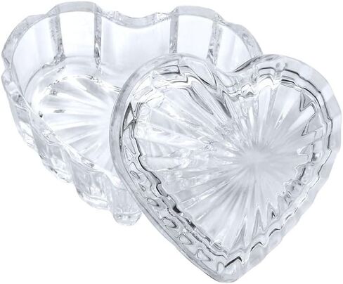 RockTrend Heart-Shaped Colored Glass Storage Box Embossed Jewelry Box Candy Box with Lid-Blue in Saudi Arabia