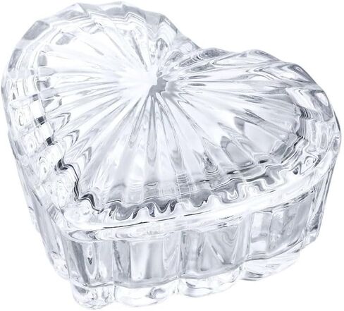 RockTrend Heart-Shaped Colored Glass Storage Box Embossed Jewelry Box Candy Box with Lid-Blue in Saudi Arabia