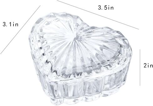 RockTrend Heart-Shaped Colored Glass Storage Box Embossed Jewelry Box Candy Box with Lid-Blue in Saudi Arabia