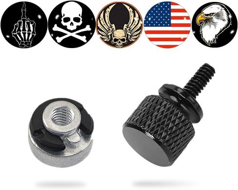 Stainless Seat Bolt Screw Bolt Kit, 1/4-20 Thread Motorcycle Seat Bolt and Nut Kit for Harley Davidson 1996-2024, Black in Saudi Arabia