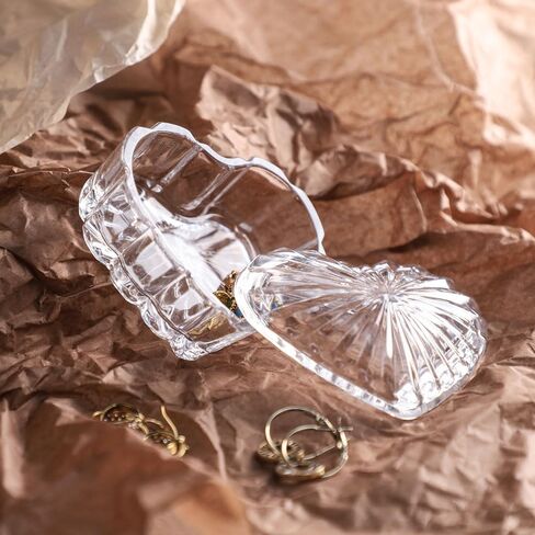 RockTrend Heart-Shaped Colored Glass Storage Box Embossed Jewelry Box Candy Box with Lid-Blue in Saudi Arabia