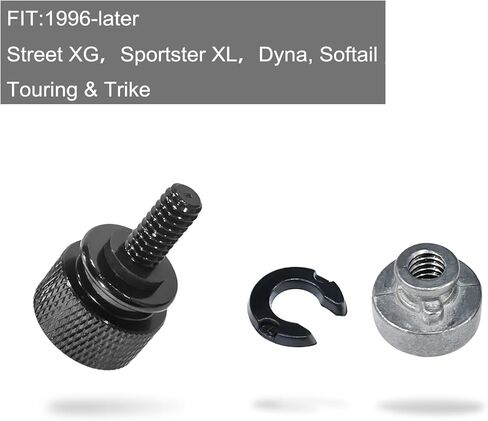 Stainless Seat Bolt Screw Bolt Kit, 1/4-20 Thread Motorcycle Seat Bolt and Nut Kit for Harley Davidson 1996-2024, Black in Saudi Arabia