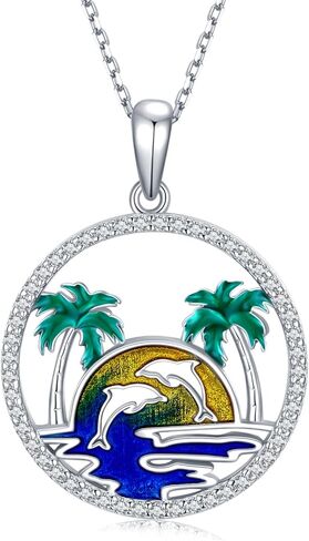 بلورات فينيكس/بوصلة الورد/معلم التفاح/الحصان/العنقاء/الأرنب/شجرة النخيل الدلفين/البوصلة الجبلية/الممرضة/قلادة الورد 925 قلادة من الفضة الإسترلينية للنساء والفتيات in Kuwait