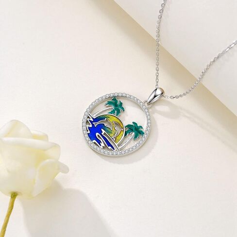 بلورات فينيكس/بوصلة الورد/معلم التفاح/الحصان/العنقاء/الأرنب/شجرة النخيل الدلفين/البوصلة الجبلية/الممرضة/قلادة الورد 925 قلادة من الفضة الإسترلينية للنساء والفتيات in Kuwait