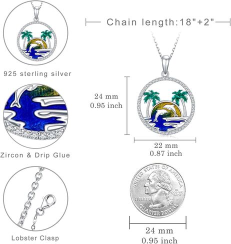 بلورات فينيكس/بوصلة الورد/معلم التفاح/الحصان/العنقاء/الأرنب/شجرة النخيل الدلفين/البوصلة الجبلية/الممرضة/قلادة الورد 925 قلادة من الفضة الإسترلينية للنساء والفتيات in Kuwait