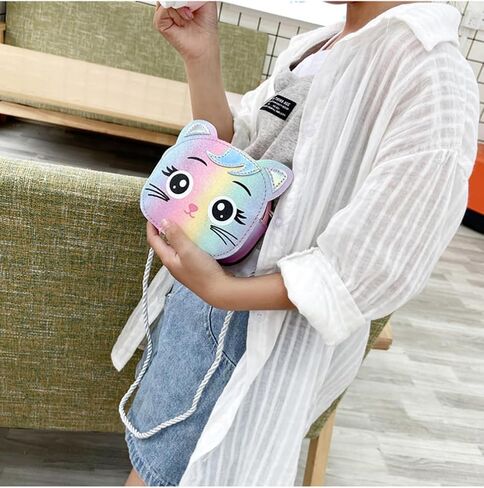 Cute Cat Crossbody Bag Mini Shoulder Purse Coin Pouch Wallet for Kids Little Girls in Saudi Arabia