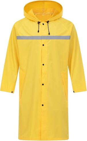 Mens Long Safety Rain Coats with Air Vents Reflective Stripes Waterproof Packable Rain Jacket with Hood Lightweight in Saudi Arabia
