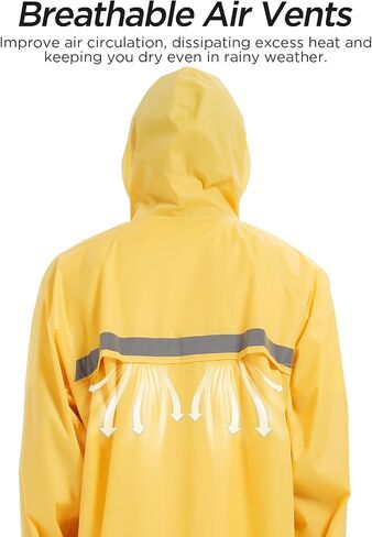 Mens Long Safety Rain Coats with Air Vents Reflective Stripes Waterproof Packable Rain Jacket with Hood Lightweight in Saudi Arabia