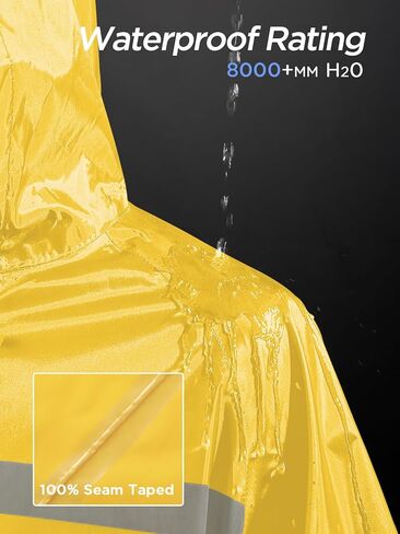 Mens Long Safety Rain Coats with Air Vents Reflective Stripes Waterproof Packable Rain Jacket with Hood Lightweight in Saudi Arabia