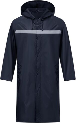 Mens Long Safety Rain Coats with Air Vents Reflective Stripes Waterproof Packable Rain Jacket with Hood Lightweight in Saudi Arabia