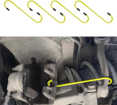 4PCS Brake Caliper Hanger Hooks, Caliper Hanger with Rubber Tips, Durable Steel Auto Brake Caliper Hangers, Automotive Tool Use for Braking, Bearing, Axle, Suspension System Work (Yellow, 4PCS) in Saudi Arabia