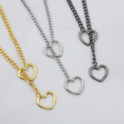 القلب زلة سلسلة القلائد للنساء، الفولاذ المقاوم للصدأ O-حلقة قلادة مجوهرات قابل للتعديل الوهق Y-قلادة مجوهرات هدايا للنساء السيدات in Kuwait