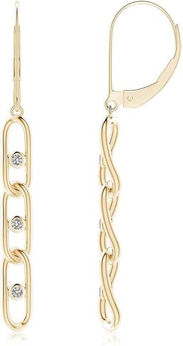 ANGARA Natural Diamond Paper Clip Earrings for Women in 14K Solid Gold/Sterling Silver | April Birthstone Jewelry Gift for Her | Birthday | Wedding | Anniversary in Saudi Arabia