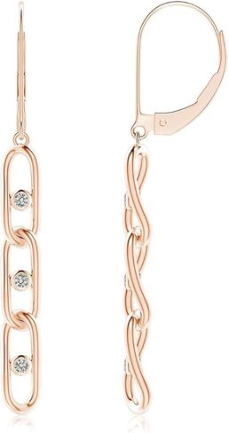 ANGARA Natural Diamond Paper Clip Earrings for Women in 14K Solid Gold/Sterling Silver | April Birthstone Jewelry Gift for Her | Birthday | Wedding | Anniversary in Saudi Arabia