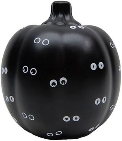 Black Pumpkin with Spooky Eyes - Glossy Ceramic Pumpkins for Fall Tabletop Autumn Pumpkin Decorations 5 Inch in Saudi Arabia