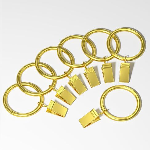 24 Pack Black Curtain Rings with Clips, Curtain Hooks for Hanging, Heavy Duty Drapery Rings, Polish Rustproof Curtain Clips Hangers for Drapes, 1.26" Interior Diameter, Fits up to 1" Rods in Kuwait
