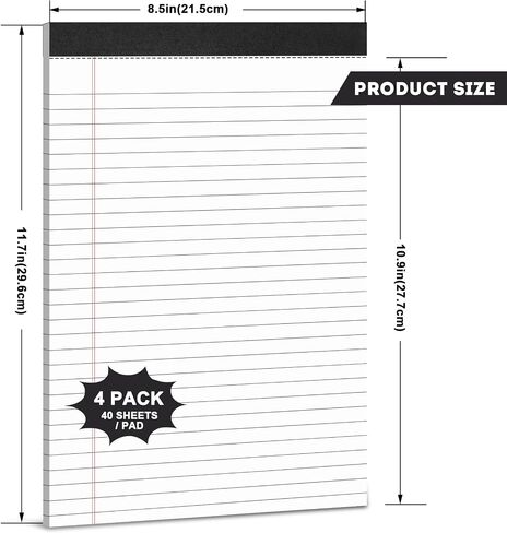 Legal Pads 5 x 8, Note Pads College Ruled, Small Notepads Colored, Micro Perforated Notepad, Double-Side Lined Paper Pads 4 Pack, 40 Sheets Per Writing Pad for Work School College Office Home in Saudi Arabia