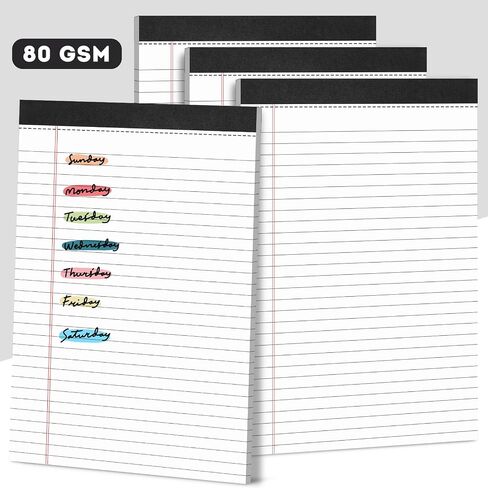 Legal Pads 5 x 8, Note Pads College Ruled, Small Notepads Colored, Micro Perforated Notepad, Double-Side Lined Paper Pads 4 Pack, 40 Sheets Per Writing Pad for Work School College Office Home in Saudi Arabia