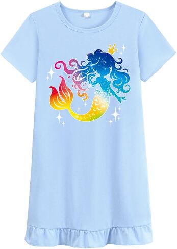 Little Hand Kids Girls Nightgown Night Dress Summer Sleep Dress Cute Cartoon Prints Cat Icecream Elephant Pajama in Saudi Arabia