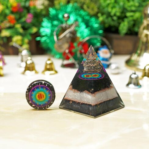 Horoscope Orgone Pyramid & Palm Stone Set, Healing Crystal Aquarius Zodiac Sign Gift Set made of Pyrite & Angelite for Calmness and Rejuvenation in Saudi Arabia