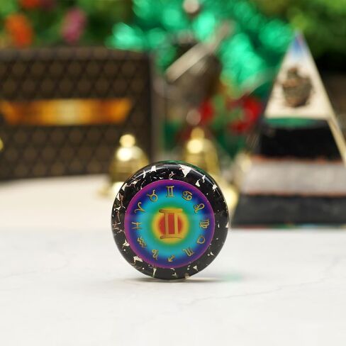 Horoscope Orgone Pyramid & Palm Stone Set, Healing Crystal Aquarius Zodiac Sign Gift Set made of Pyrite & Angelite for Calmness and Rejuvenation in Saudi Arabia