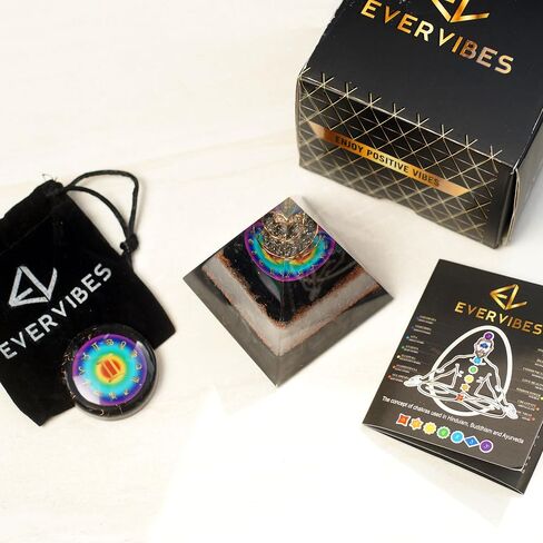 Horoscope Orgone Pyramid & Palm Stone Set, Healing Crystal Aquarius Zodiac Sign Gift Set made of Pyrite & Angelite for Calmness and Rejuvenation in Saudi Arabia