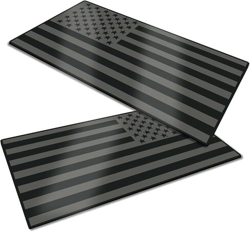 2PCS American Flag Decal Embossed 3D Metal Cut-Out Black American Flag Emblem Bumper Decal Stickers, 4mm Thickness Acrylic USA Car Military Patriotic Emblem for Car Truck SUV(Hollow Out) in Saudi Arabia