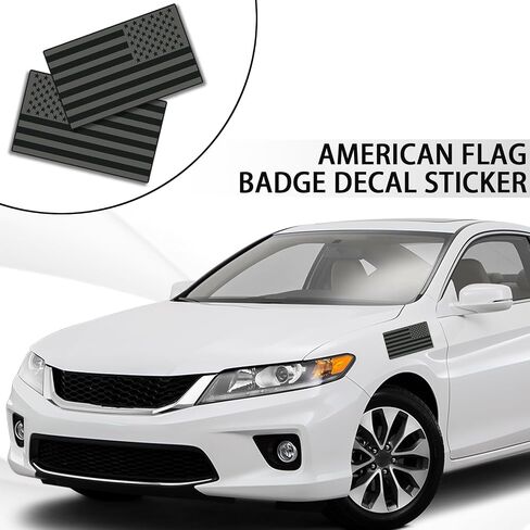 2PCS American Flag Decal Embossed 3D Metal Cut-Out Black American Flag Emblem Bumper Decal Stickers, 4mm Thickness Acrylic USA Car Military Patriotic Emblem for Car Truck SUV(Hollow Out) in Saudi Arabia