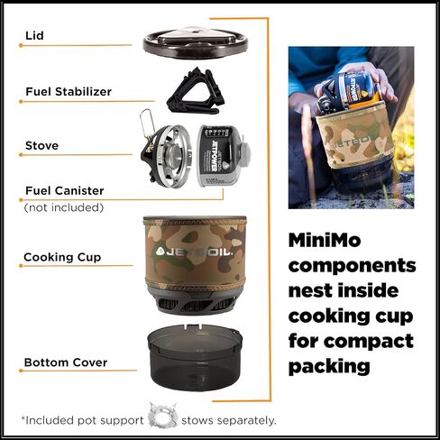 Jetboil MiniMo Camping and Backpacking Stove Cooking System with Adjustable Heat Control in Kuwait