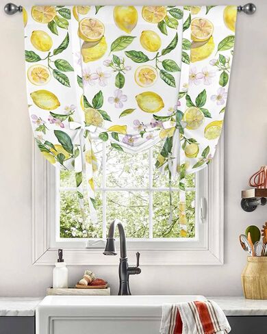 Independence Day Tie Up Curtain American Flag in Flying Butterflies Balloon Curtains for Kitchen,Eucalyptus Adjustable Tie-Up Window Shade Patriotic Stars Rod Pocket Curtain Panel,Red Blue,35x45in in Saudi Arabia