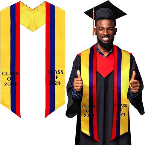 Colombia Graduation Stole Sash Class of 2024 Colombia Flag Stole Sash Countries Honor Stole Sash for Study Aboard International Colombia Student Accessories in Saudi Arabia